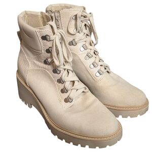 Dolce Vita Hank Lace-Up Lug Sole Combat Ankle Boots In Ivory Size 9M